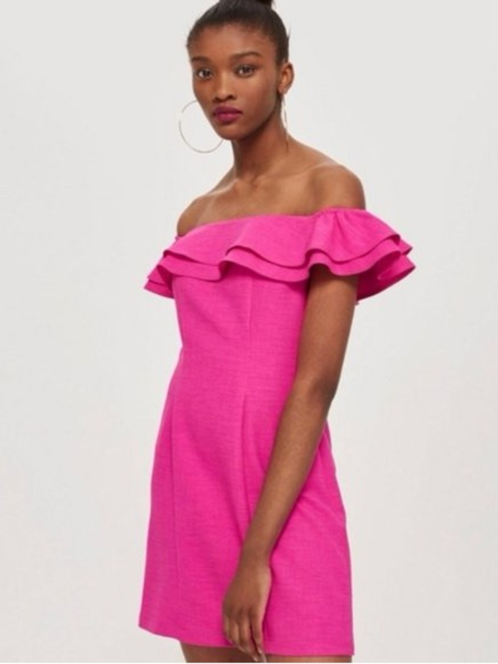 Topshop Ruffle Shoulder Mini Dress - Picture 2 of 2